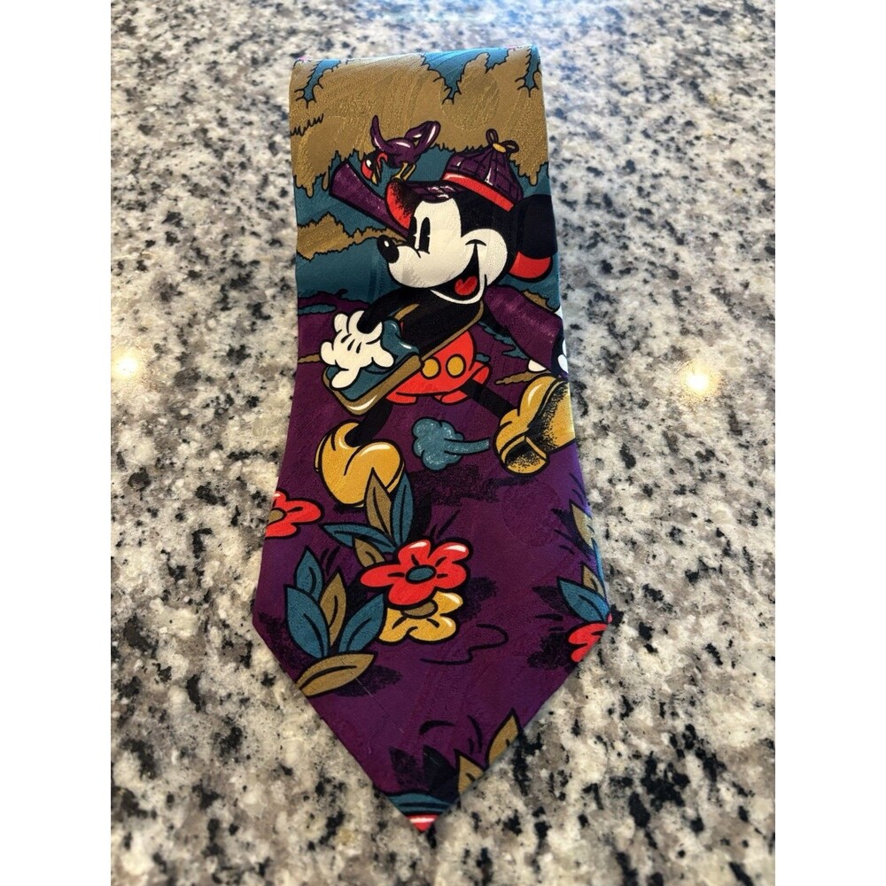 Disney Mickey Mouse Silk Necktie Mickey & Co Classic Purple Safari Neck Tie